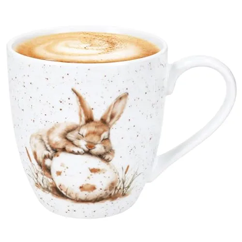 Ritzenhoff & Breker Bunny weiß Jumbobecher I 400 ml, Ø 9,4 cm I großer Porzellan Kaffeebecher mit Hasen & Eier Dekor I frühlingshafter Becher für Ostern