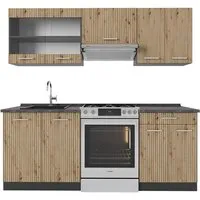 Vicco Küchenzeile R-Line, Artisan Eiche/Anthrazit, 200 cm - Moderne Küchenzeile ohne Arbeitsplatte, modular erweiterbar und höhenverstellbar für individuelle Anpassungen. Ideal für jeden Haushalt.