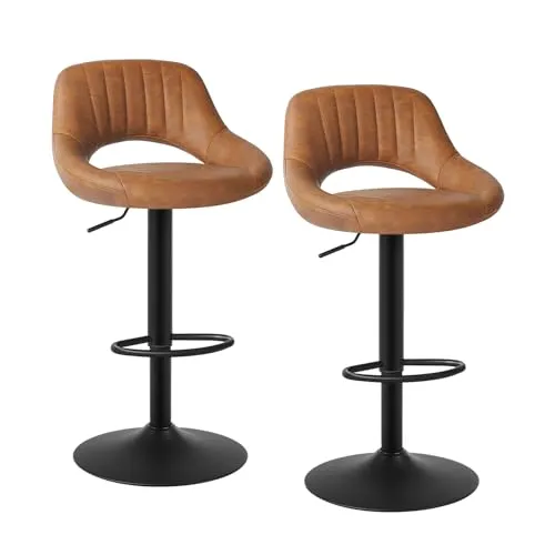 EUGAD Barhocker Set (2 St) - Höhenverstellbar aus Kunstleder und Stahl - Barhocker Set mit ergonomischem Design, höhenverstellbar und stabil. Ideal für Küche, Bar oder Wohnzimmer, bietet Komfort und Flexibilität.