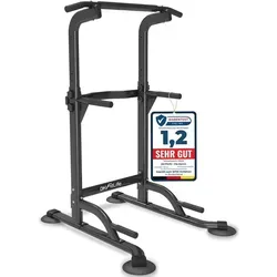 DH FitLife Kraftstation Power Tower Dip Station - Dip Barren für ein ganzheitliches Workout: Ideal für Klimmzüge, Dips und mehr. Mit 10 verstellbaren Höhenstufen für maximale Flexibilität und eine Belastbarkeit von bis zu 150 kg.