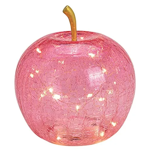Dekoleuchte Apfel (S) Glas, Rosa mit LED Lichterkette - Weihnachtsbeleuchtung, stilvolle Rosa Apfel Lampe aus Glas mit integrierter LED Lichterkette für eine gemütliche Atmosphäre.