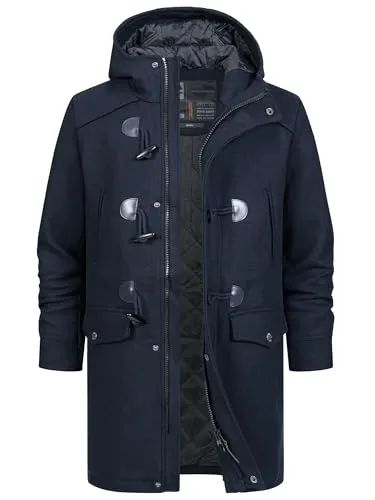 Indicode Winterjacke Liam braun XXL (58) - Funktionsjacke aus 55% Wolle und 45% Polyester, ideal für kalte Tage mit Stehkragen und praktischem Knopf- und Reißverschluss.