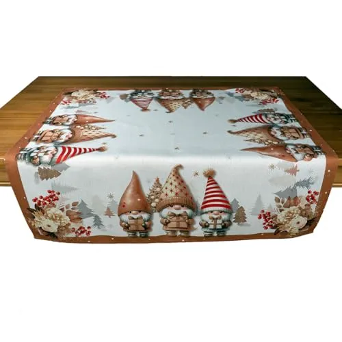 texpot Tischdecke 85 x 85 cm Wichtel mit Lurex Weihnachten Tischtuch