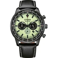 Citizen Eco-Drive Solar Chronograph CA4505-21X Herrenuhr - Armbanduhren: Hochwertige Solar-Chronograph mit 100m Wasserdichtigkeit, schwarzem Edelstahlgehäuse und grünem Zifferblatt – ideal für sportliche Herren.