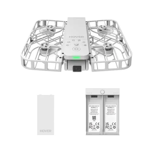 HOVERAir X1 Drohne mit kamera, Selbstfliegend Kamera Drone mit Folge-mir Modus, Mini Drohne im Taschenformat, HDR-Videoaufnahme, intelligente Flugrouten, Freihandsteuerung, Weiß (Combo)
