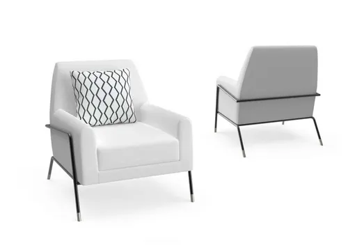 Designer Sessel Lounge weiß – Modernes Wohnzimmer Möbel - Moderner Sessel für das Wohnzimmer, aus hochwertigem Stoff in Weiß. Kompakt und stilvoll mit einer Sitzhöhe von 44 cm und einer Sitztiefe von 56 cm – perfekt für entspannte Stunden.
