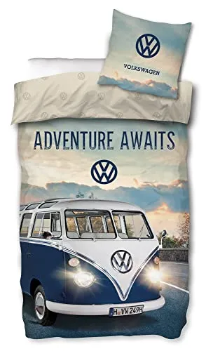 VW Volkswagen Bulli Adventure Bettwäsche Biber/Flanell 140, mehrfarbig,BERONAGE