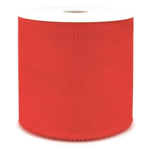 Tüllband, Schleifenband gewirkter Tüll 100mm rot 50m Rolle (1m=0,21EUR) Goldina