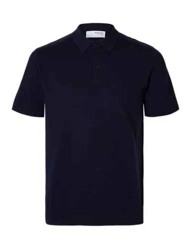 SELECTED HOMME SLHBERG SS KNIT POLO NOOS - Modisches Poloshirt in Navy Blazer Detail: Melange, aus 100% Baumwolle, pflegeleicht und ideal für einen lässigen Look.