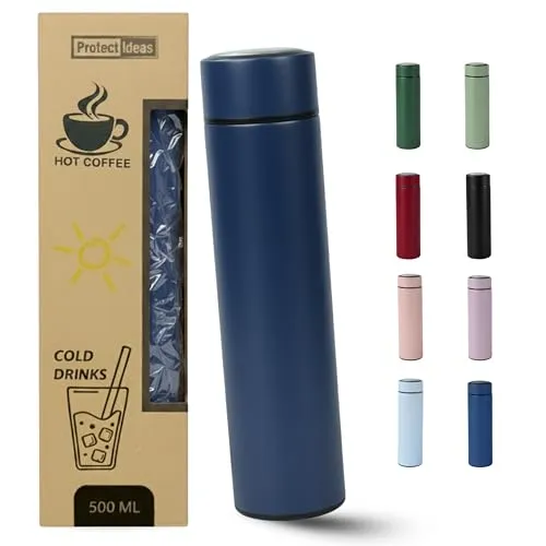 BierEx Thermosflasche Thermobecher Thermoskanne Isolierflasche 500ml aus Edelstahl Trinkflasche für unterwegs outdoor doppelwandig auslaufsicher spülmaschinengeeignet (Blau)