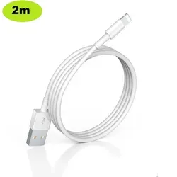 Ladekabel passt für Apple iPhone 14, 13, 12, 11, XR, XS, X, 8, SE Lightning Ladekabel 2 Meter, Weiß - Weiß