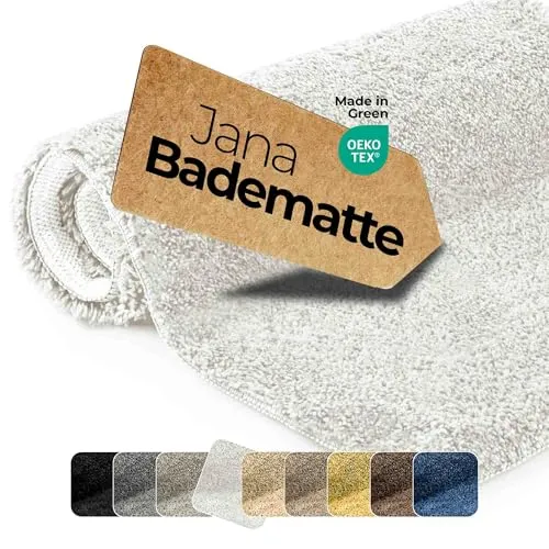 etérea Badezimmerteppich Jana - Rutschfeste Badematte 80x50 cm - Stylischer Badezimmerteppich Jana, rutschfest und schnell trocknend. Ideal für eine komfortable und hygienische Nutzung unter Waschbecken, vor Badewanne oder Dusche. Maschinenwaschbar und pflegeleicht für langanhaltende Frische.