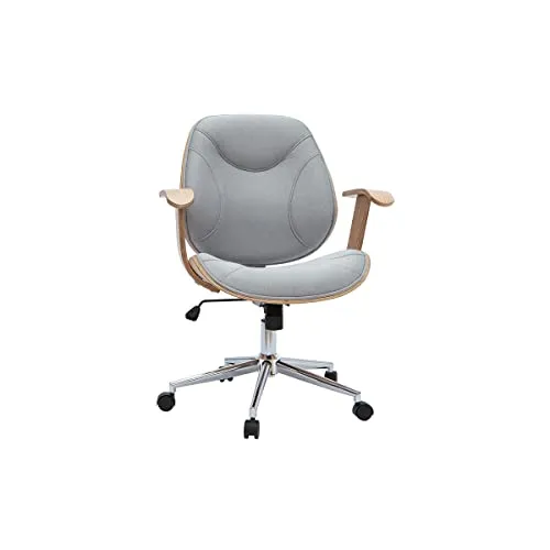Miliboo Design-Bürostuhl Yorke - Bürostuhl aus hellgrauem Stoff, ergonomisch geformt für optimalen Sitzkomfort und stilvolles Design im Home Office oder Büro.