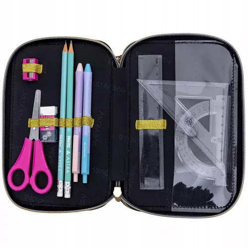 ASTRABAG 3-Fach Mäppchen Federmappe Jumbo Fluffy Kitty Black