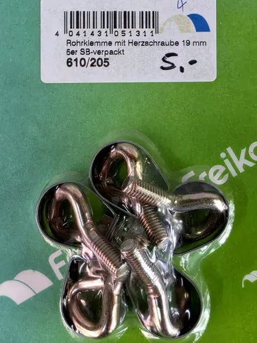 Produktbild 5er Set Frankana Rohrklemme m. Herzschraube 19 mm 610/205