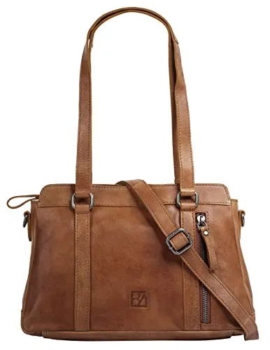 Bodenschatz Umhängetasche Echt Leder Damen – Stilvolle Handtasche - Elegante Umhängetasche aus 100 % Rindleder, ausgestattet mit praktischen Reißverschlussfächern und einem verstellbaren Schultergurt für optimalen Tragekomfort.