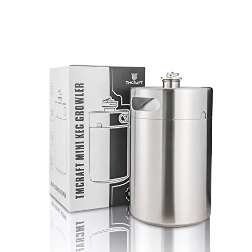 TMCRAFT 5 Liter Mini Growler Keg, tragbares Edelstahl-Bierfass mit sechskantem Spiraldeckel für Hausbrauen, Crafting und Fassbier