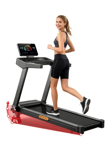 UMAY Laufband mit 15 % Steigung und dreifacher Dämpfung - Vielseitiges Laufband mit manuellem Neigungsmechanismus, ideal für intensives Training. Das innovative Dämpfungssystem sorgt für hohen Komfort und schützt Gelenke – perfekt für alle Fitnesslevel.