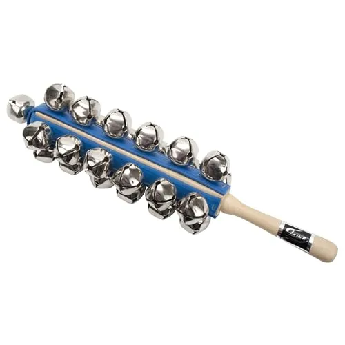 Fame SB125 Sleigh Bells Tambourine, 25 Glocken, Holzgriff, Stahl-Schellen, 31cm Länge, Naturfarben, Effektives Rhythmikinstrument, Hellem Glockenklang