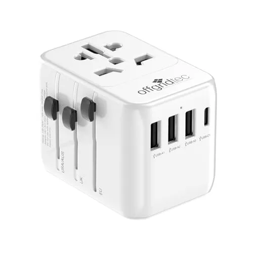 Offgridtec Reiseadapter Universal Weltweit 3X USB-A und 1x USB-C Weiss