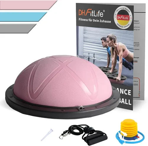 DH FitLife Balanceboard Balance Ball, beidseitig einsetzbar mit Pumpe & Bändern, bis 200 KG - Vielseitiger Balance Trainer für effektives Workout: Beidseitig nutzbar, explosionsgeschützt und mit Anti-Rutsch-Oberfläche für maximale Sicherheit. Inkl. Fitnessbänder & Pumpe für ein abwechslungsreiches Training zu Hause.