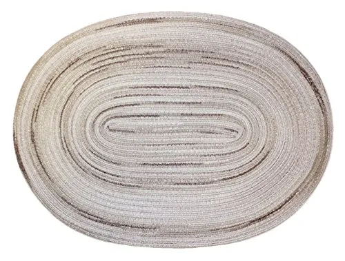 Haus und Deko Bast Platzset oval ca. 35x50 cm Kunststoff Tischset Untersetzer waschbar Sandbeige - Taupe meliert