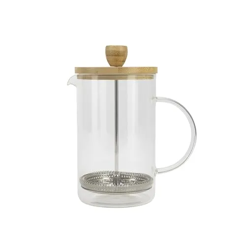 BERGNER COFFEE & TEA LOVERS - Kolbenkaffeemaschine 800ml Borosilikat - Hochtemperaturbeständig - Edelstahlfilter - Bambusdeckel - Leicht zu reinigen