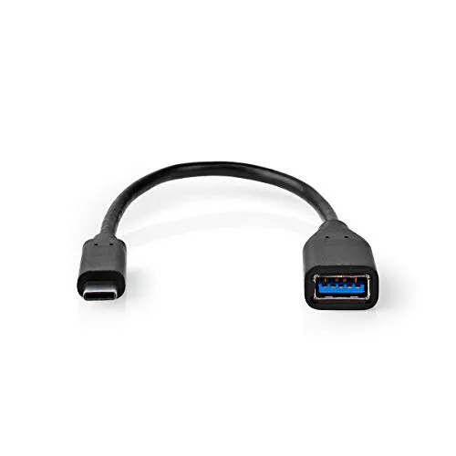 USB Adapter | USB 3.2 Gen 1 | USB-CT Male | USB-A Female | 5 Gbps | OTG | 0.20 m | Round | Nickel Plated | PVC | Black | Tag