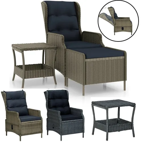 Polyrattan Gartensessel mit Hocker und Tisch