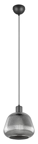 Trio Leuchten Pendelleuchte Tarifa 362800132 - Elegante Metall- und Glaskombination - Lampen: 1-flammige Pendelleuchte in Schwarz matt mit edlem Chrom-Glas-Schirm. Höhenverstellbar bis 150 cm für individuelle Lichtakzente.