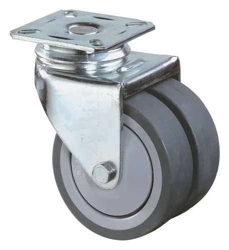 BS Rollen Doppellenkrolle 75 mm Konuslg. Gummi blaugrau - B100.A85.075