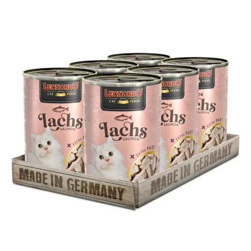 Leonardo Catfood Lachs mit extra Filet - Nassfutter mit besonders hohem Fleischanteil 6x400g, Nassfutter für: Katzen