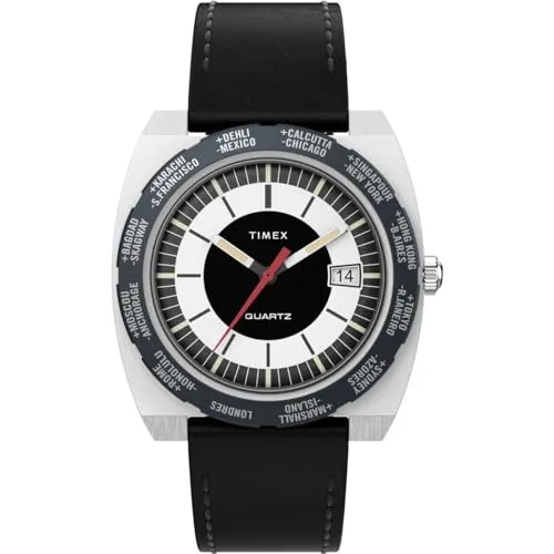 Timex World Time Reissue 39mm Lederarmband Uhr von Timex