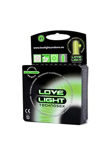 LOVE LIGHT - Latex Kondome Mit Reservoir - Fluoreszierend - Glatte Oberfläche - CE 0123-3er Pack
