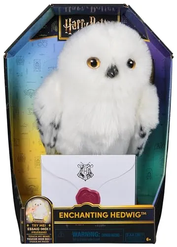 Wizarding World Harry Potter - Interaktive Plüsch-Eule Hedwig, 15+ Geräusche, kämmbare Federn und Hogwarts-Umschlag für fantasievolle Abenteuer