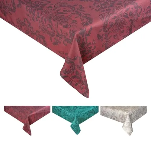 beties - Epoche - XL Mitteldecke 110x110 cm, Karmin-rot - Tischdecken in Premiumqualität, aus hautsympathischer 100% Baumwolle mit einzigartigem 3D-Ornament. Perfekt für jeden Wohnstil, von Barock bis modern.