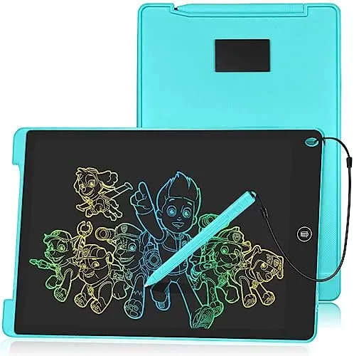HOMESTEC Schreibtafel 12 Zoll, Buntes Display, LCD Elektronische Maltafel für Kinder, Display Kinder Laptop für Notieren/Zeichnen, Optimaler Papierersatz, Kinderspielzeug ab 3 Jahre Blau
