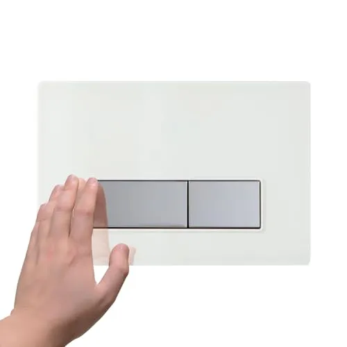 Mendorio WC Drückerplatte aus Gehärtetes Glas, kompatibel mit Geberit Sigma, UP300&UP320 Serien Betätigungsplatten, Plattengröße 250 × 170mm,ausgestattet mit Spülhebel-Set und Einbaurahmen（weiß）