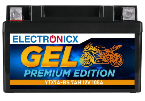 Electronicx YTX7A-BS GEL Motorradbatterie 12V 7Ah - Wartungsfrei, Hohe Startkraf