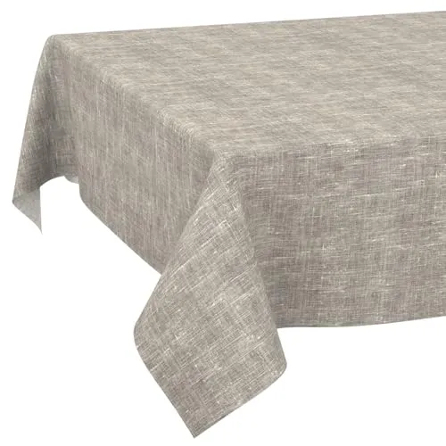 Tischdecke abwaschbar Tischtuch Tafeldecke Tischwäsche Leinen Baumwolle Leinenoptik Wasserdicht Pflegeleicht Fleckenschutz 90x130cm Grau