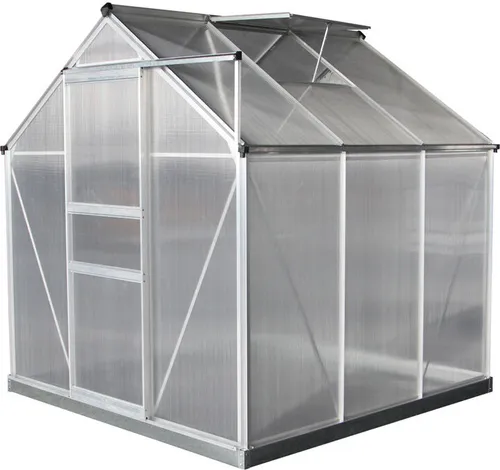 Westmann Aluminium Gewächshaus Flora 66 | Silber | 192x192x201 cm - Garten-Zubehör mit hochwertiger Aluminiumkonstruktion und 4 mm Polycarbonat-Doppelstegplatten für optimale Isolierung. Mit Dachfenster für verbesserte Luftzirkulation – ideal für produktive Gartenprojekte!