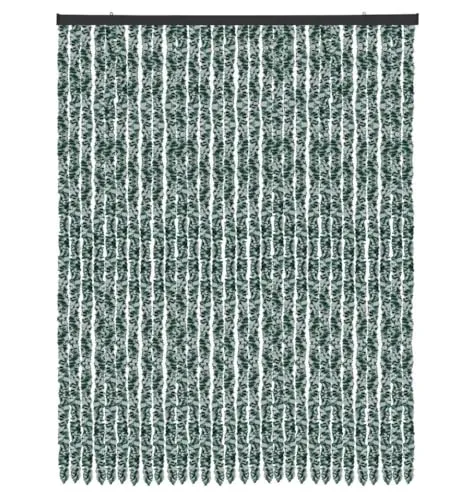 Arsvita Flauschvorhang Türvorhang (120x220 cm) in Meliert Dunkelgrün-Weiß als Insektenschutz für Balkon, Terrasse oder Wohnmobil, Wohnwagen, Pavillon