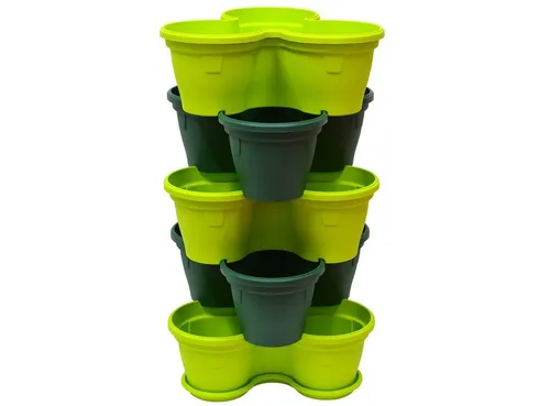 Engelland Blumenständer Säulentopf, Hochbeet, Kräuterbeet (Vorteils-Set, 5 St., 11 Liter Fassungsvermögen je Ebene), fallsicher, UV-beständig, stapelbar, platzsparend, robuster Kunststoff