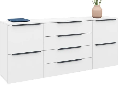 borchardt Möbel Sideboard Tom 166 cm - Moderner Stauraum für Wohn- oder Schlafbereich mit variablen Einlegeböden und langlebigen Alu-Profilgriffen. Hergestellt in Deutschland.