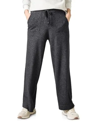 CECIL Damen B378275 Jersey-Hose, Charcoal Grey Melange, XL / 28L EU - Damen-Hosen im Casual Fit mit High Waist und Wide Legs, ideal für Komfort und Stil. Elastischer Bund mit Tunnelzug und praktische seitliche Taschen.