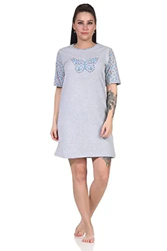 RELAX by Normann Damen Kurzarm Nachthemd mit Schmetterling als Motiv