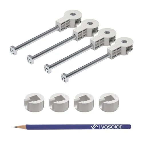 vasalat Arbeitsplattenverbinder Quick-Tech - 4x Plattenverbinder M8x150mm für Arbeitsplatte mit 25mm Mindeststärke + 4x Gegenstück