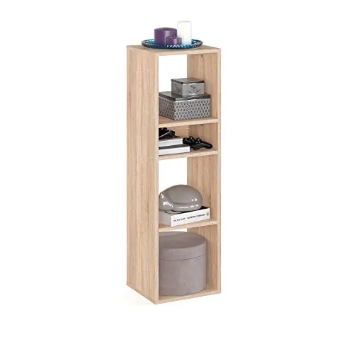 KOMTO Regal Sonoma Eiche - Bücherregal Standregal Würfelregal Büroregal 33,8 х 30,7 х 112,5 cm Bücherschrank RIM3 für Kinderzimmer Regal Wohnzimmer