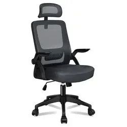 ALFORDSON Ergonomischer Bürostuhl mit Kopfstütze, Schwarz - Ergonomischer Bürostuhl für das Home-Office, mit atmungsaktivem Netzgewebe und umfassender Rückenstütze. Ideal für stundenlanges Arbeiten mit hohem Komfort und flexibler Anpassung.