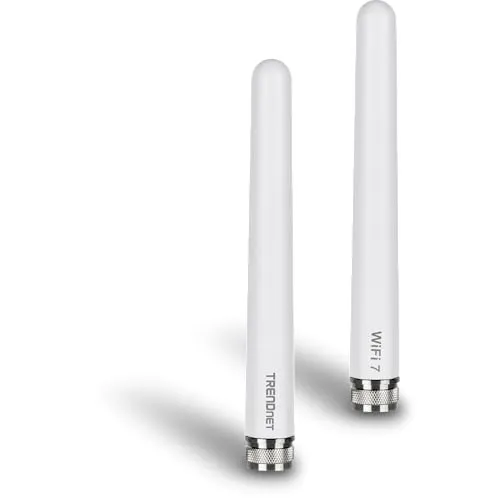 TRENDnet, TEW-AO57, 3/6/7 dBi Outdoor Tri-Band Omni-Antennen-Kit, kompatibel mit 802.11be/ax/ac/n/g/b/a Routern und Access Points, N-Typ-Anschluss, weiß